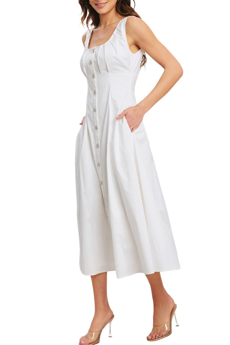 Stretch Cotton Midi Dress, Alternate, color, OFF WHITE