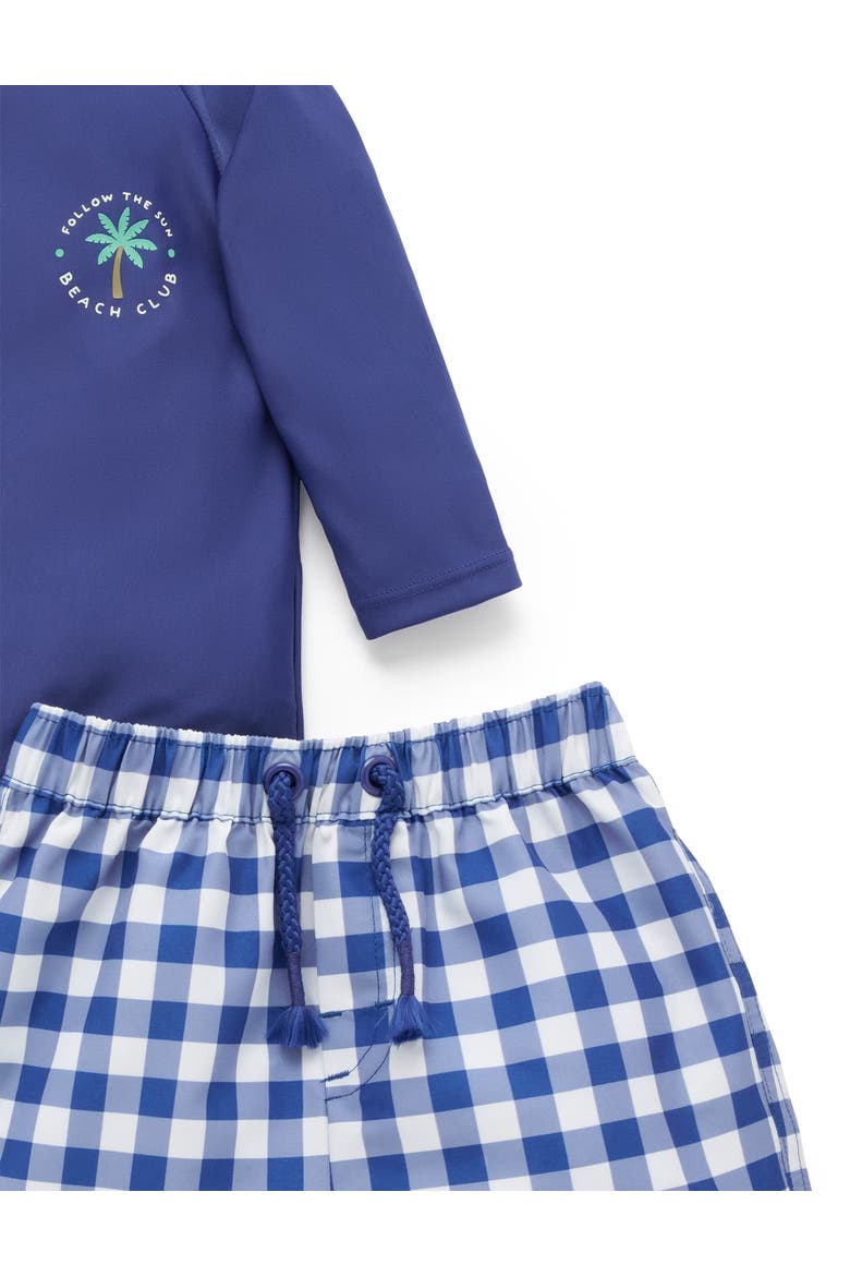 Board Short & Rashie Swim Set, Alternate, color, Marine Gingham