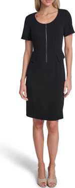 Calvin Klein Scoop Neck Zip Front Sheath Dress