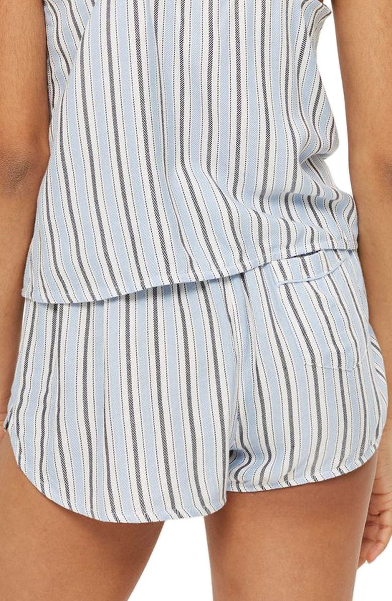 Topshop Bobby Brushed Stripe Pajama Shorts, Alternate, color, 
