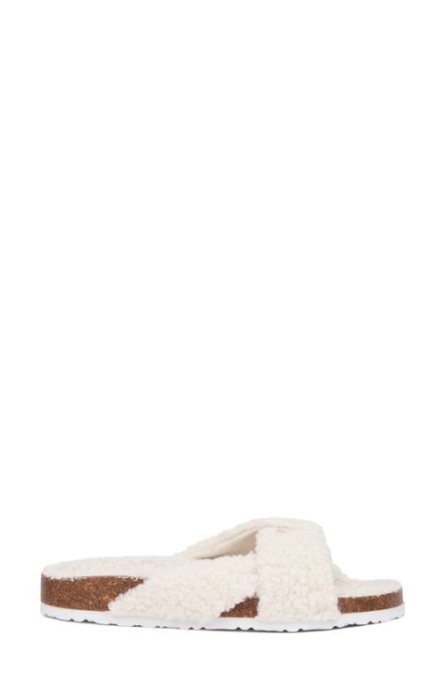 Shop Olivia Miller Lana Faux Shearling Sandal In Ivory