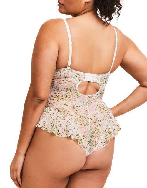 Adore Me Brie Bodysuit Lingerie In Floral White