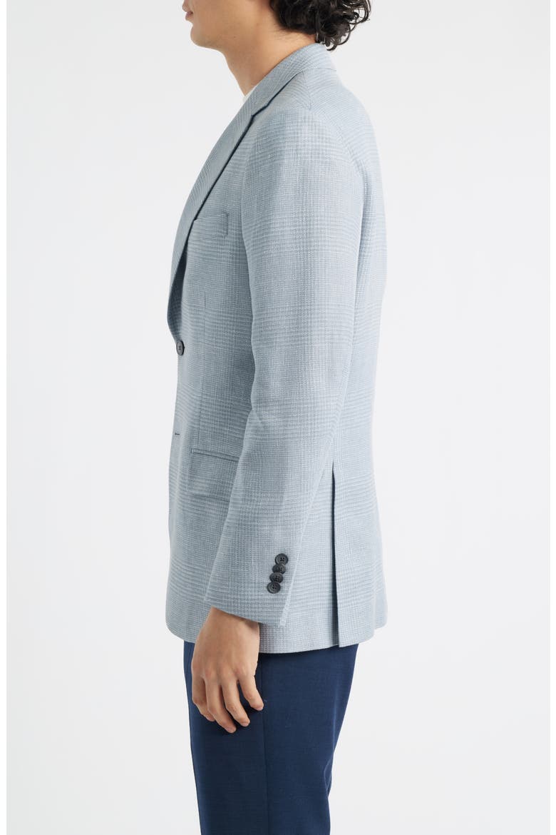 Hartford Classic Fit Light Blue Glen Check Linen & Wool Blend Sport Coat, Alternate, color, LIGHT BLUE