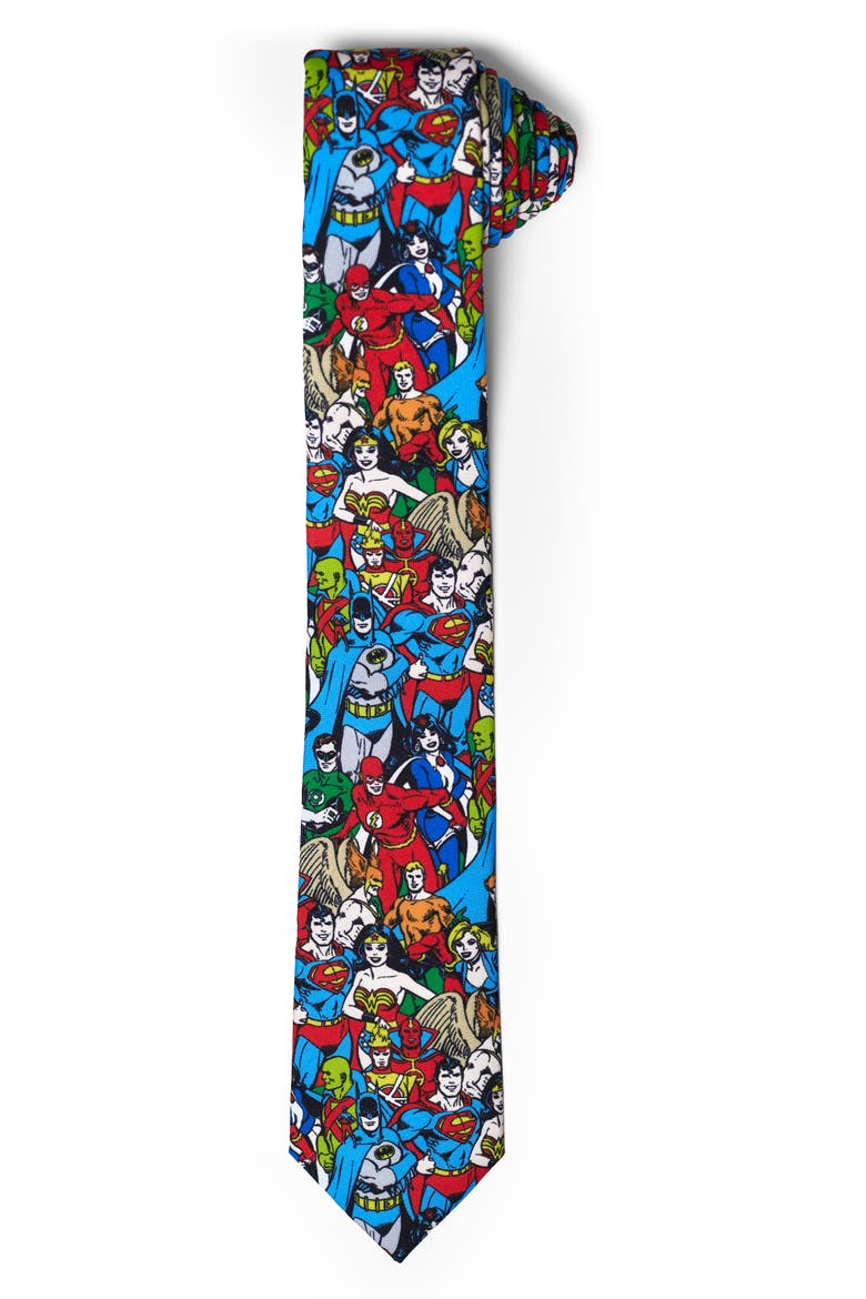 DC Comics Justice League Tie, Alternate, color, BLUE MULTI