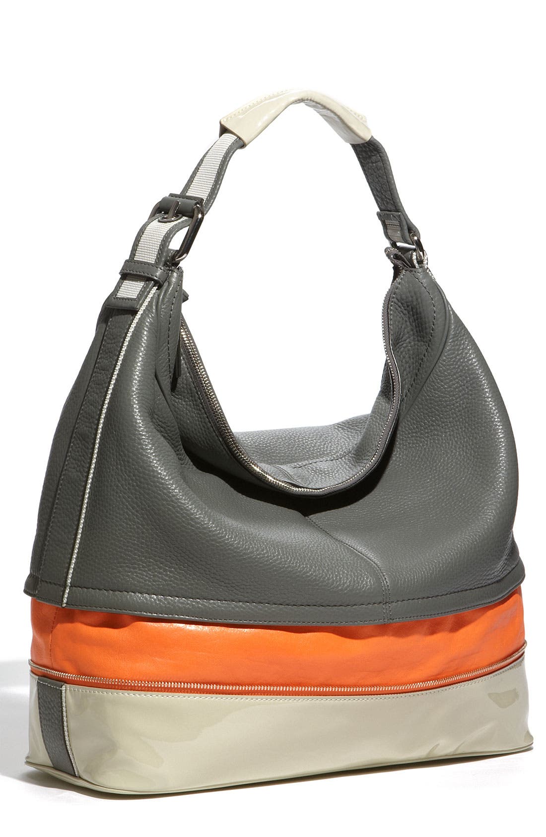 'Mandy' Leather Hobo, Main, color, CEMENT COMBO