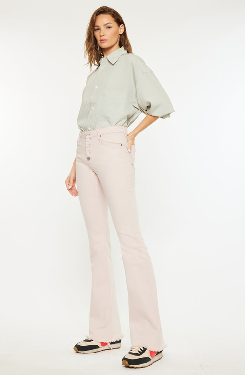 Kancan Ricola High Rise Flare Jeans In Pink