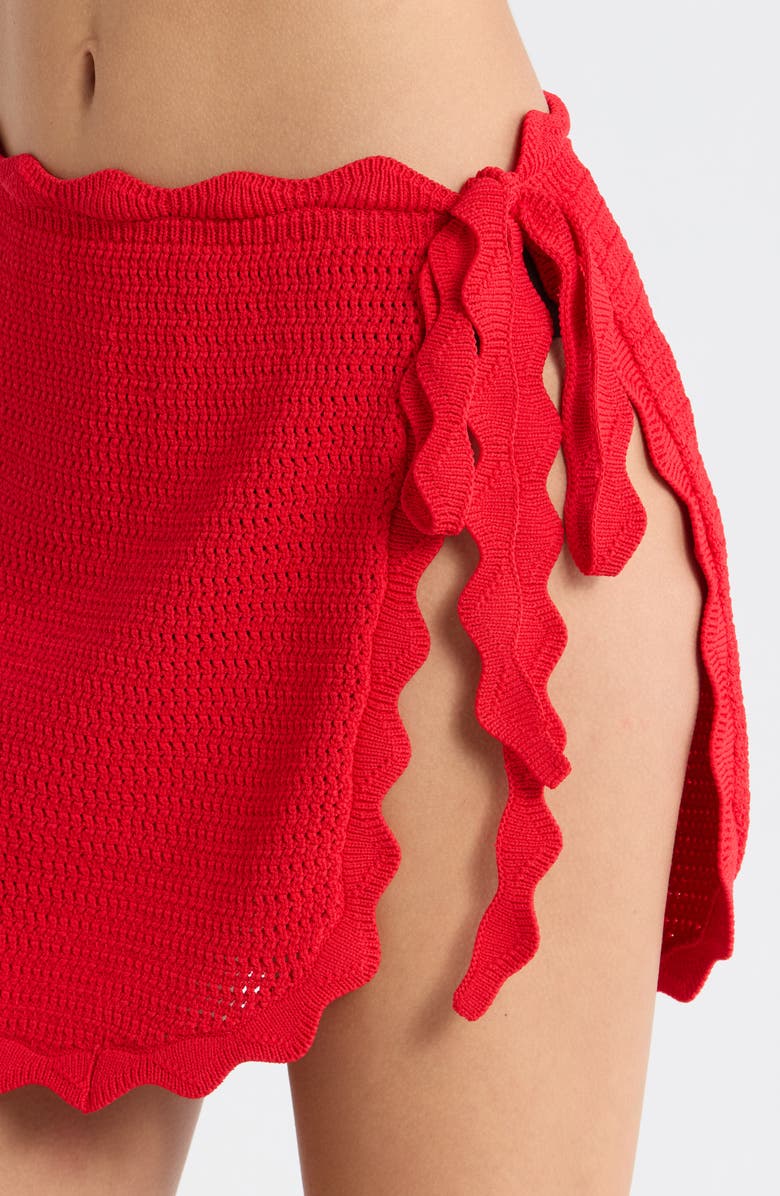 Kulani Kinis Scalloped Edge Knit Cover-Up Sarong, Alternate, color, Sunset Siesta