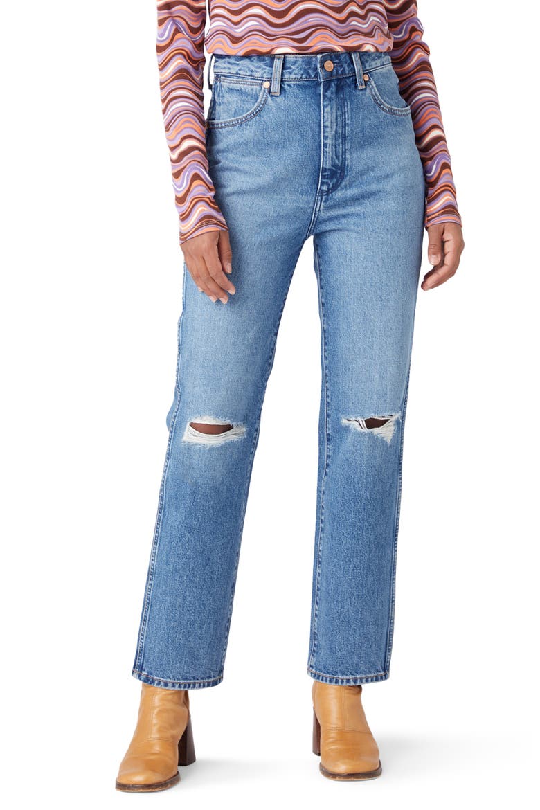 Wild West 603 Ripped High Waist Ankle Straight Leg Jeans, Main, color, PATTY