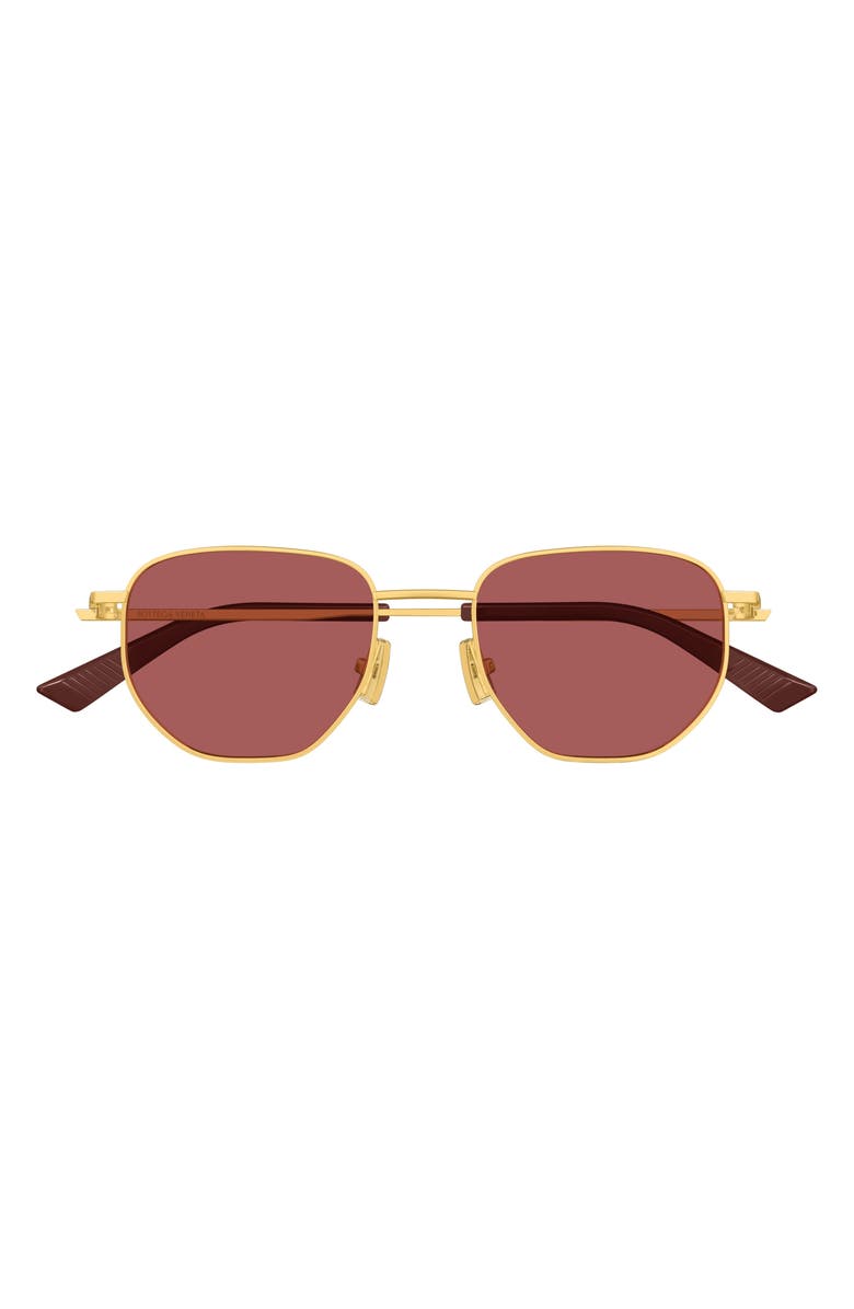 Bottega Veneta 52mm Pilot Sunglasses, Main, color, Gold/Pink