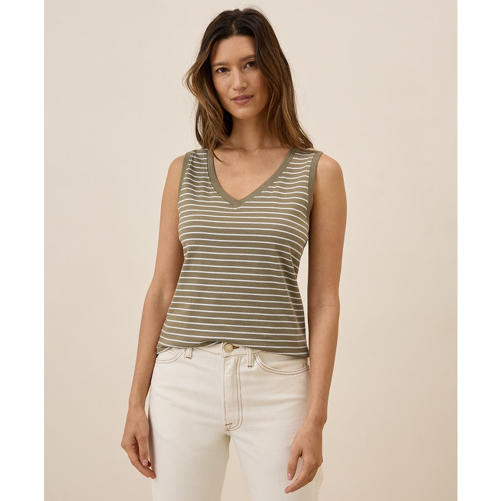 Pact Organic Cotton Softspun V-neck Tank In Costa Mesa Stripe