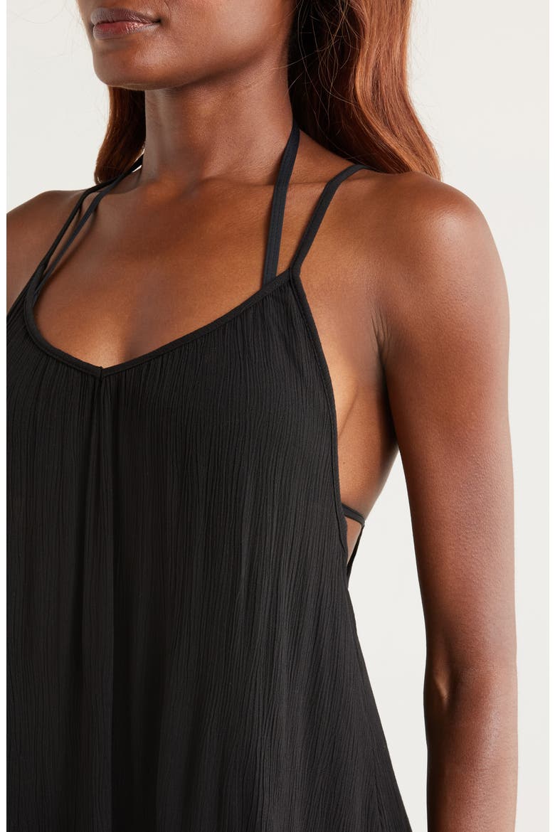 Tiered Crinkle Cover-Up Dress, Alternate, color, BLACK