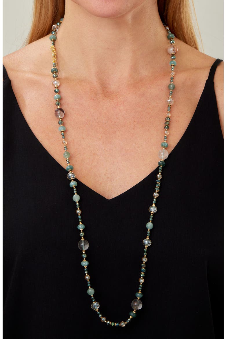 Multi Strand Gemstone Necklace, Alternate, color, GREEN