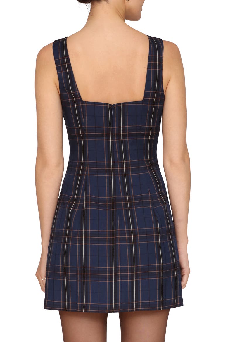 Plaid Fit & Flare Minidress, Alternate, color, BLUE PLAID