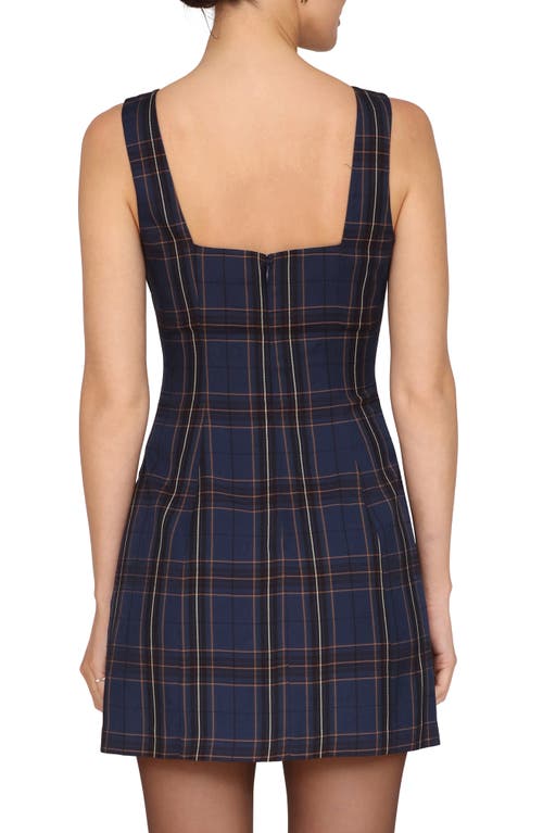 Avec Les Filles Plaid Fit & Flare Minidress In Blue