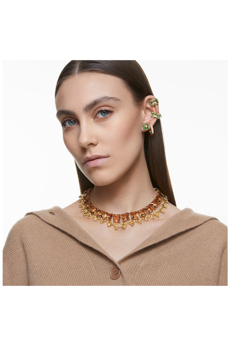 Millenia Square Crystal Clip-On Earrings, Alternate, color, GREEN
