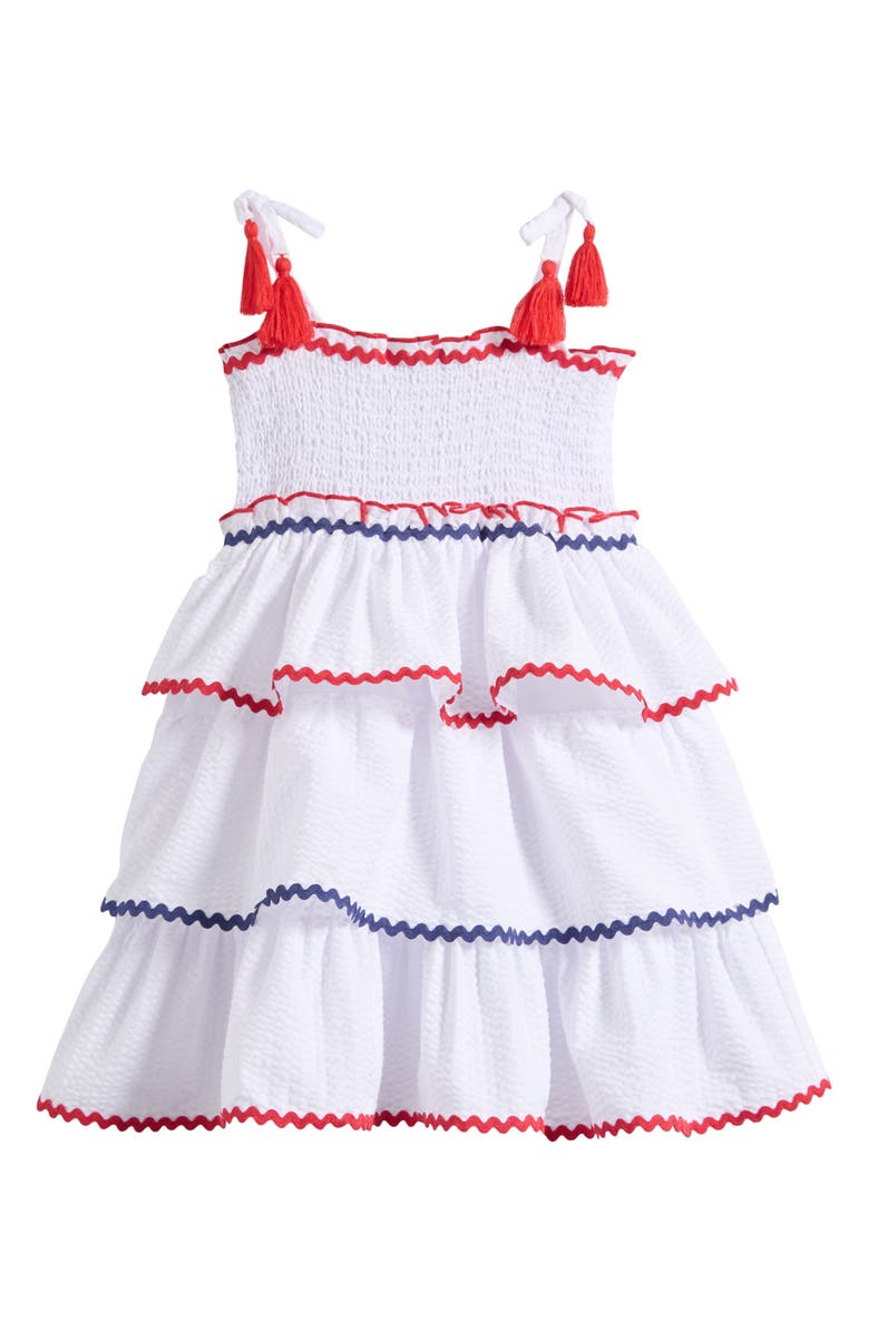 Iris & Ivy Kids' Smocked Tiered Sundress, Main, color, White