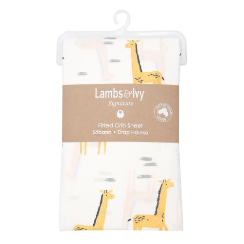 Lambs & Ivy Signature Giraffe Organic Cotton Fitted Crib Sheet In White