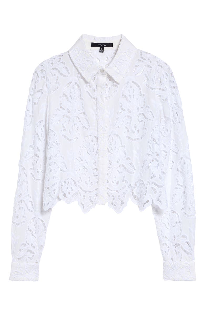 Toccin Jilly Floral Embroidery Crop Shirt, Alternate, color,