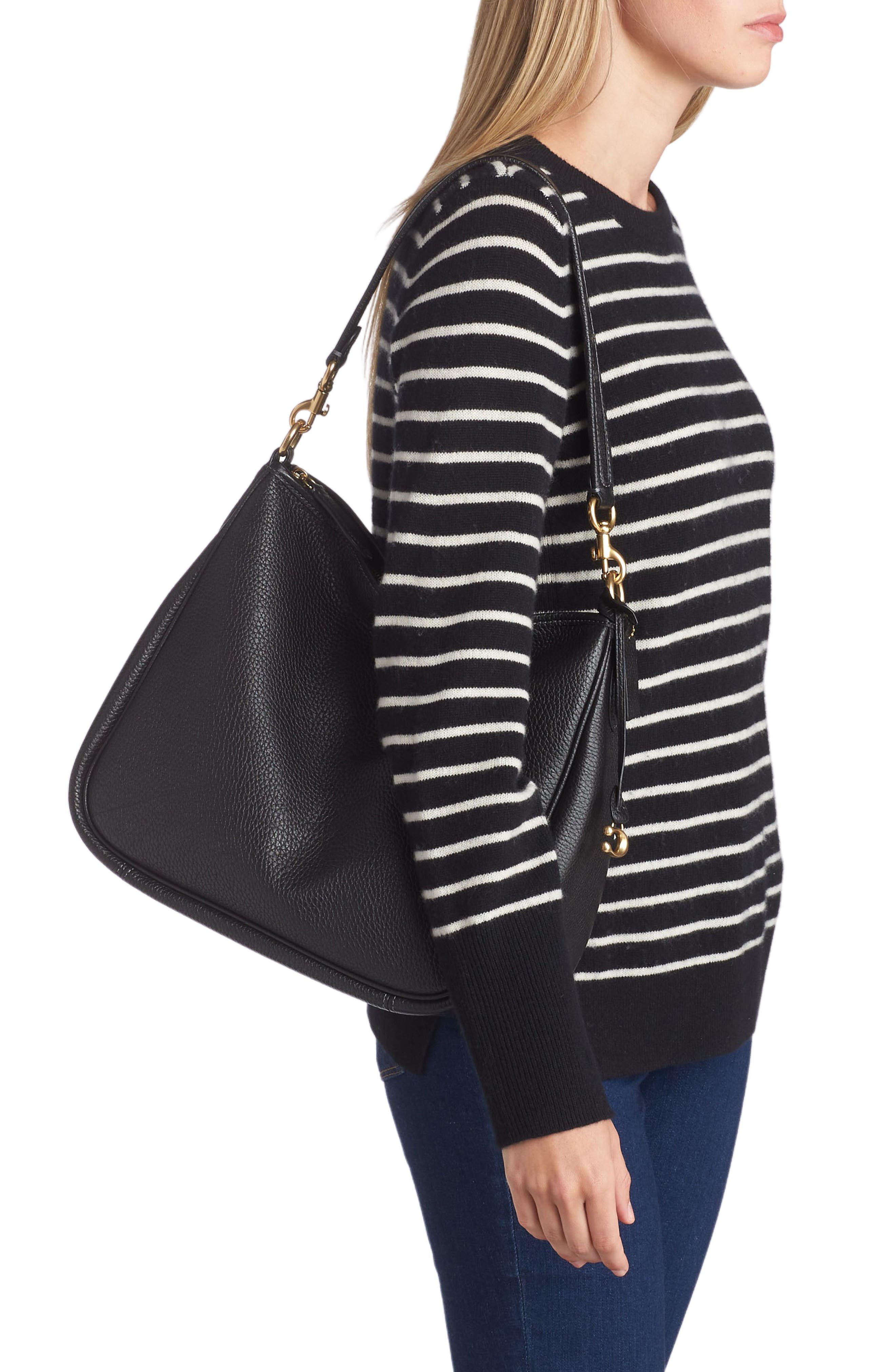 COACH Cary Soft Pebbled Leather Shoulder Bag, Alternate, color, 