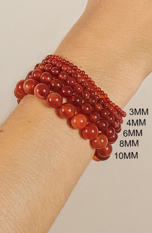 Sterling Forever Red Agate Beaded Stretch Bracelet In Red