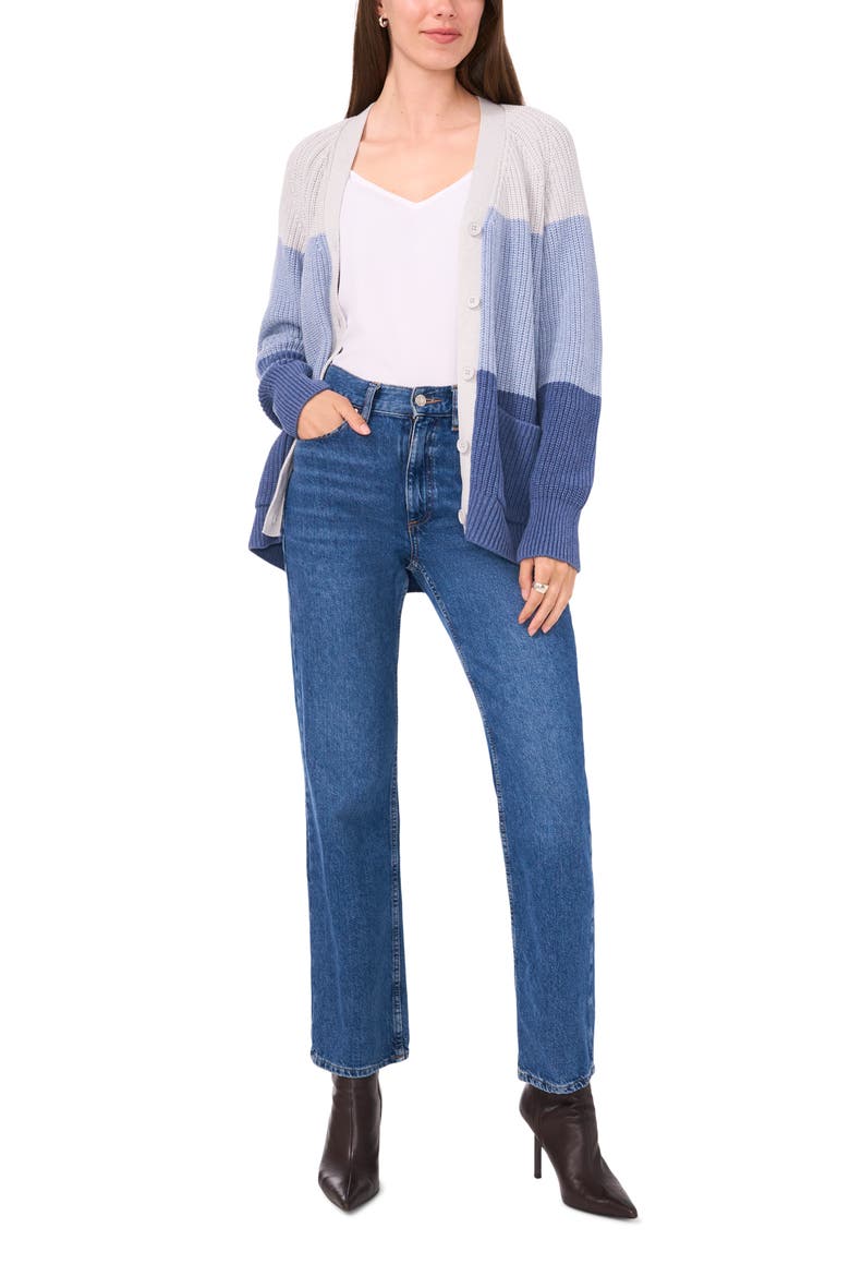 Oversize Colorblock Cardigan, Alternate, color, MARBLE HEATHER BLUE