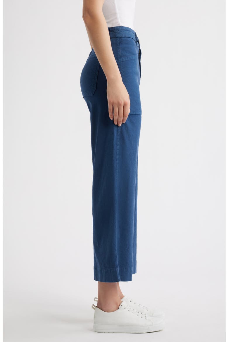 Stretch Cotton & Linen Crop Wide Leg Carpenter Pants, Alternate, color, SUMMER NAVY