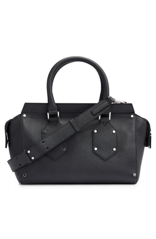 Hugo Boss Boss Small Ivy Leather Shoulder Bag In Black