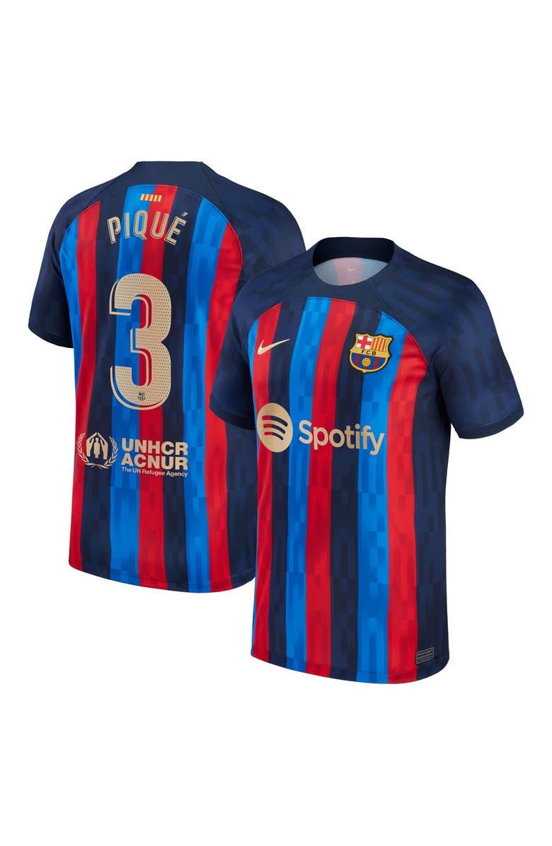 Nike Men's Nike Gerard Pique Blue Barcelona 2022/23 Home Replica Player Jersey, Alternate, color,