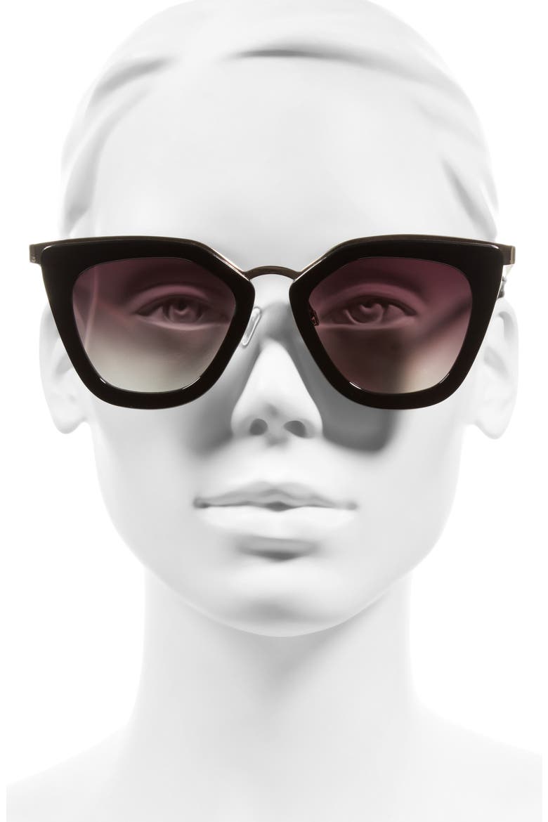 52mm Cat Eye Sunglasses, Alternate, color, BLACK/ GOLD