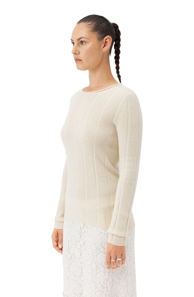 GOBI Mongolian Cashmere C-Neck Cashmere Sweater, Alternate, color, Off White
