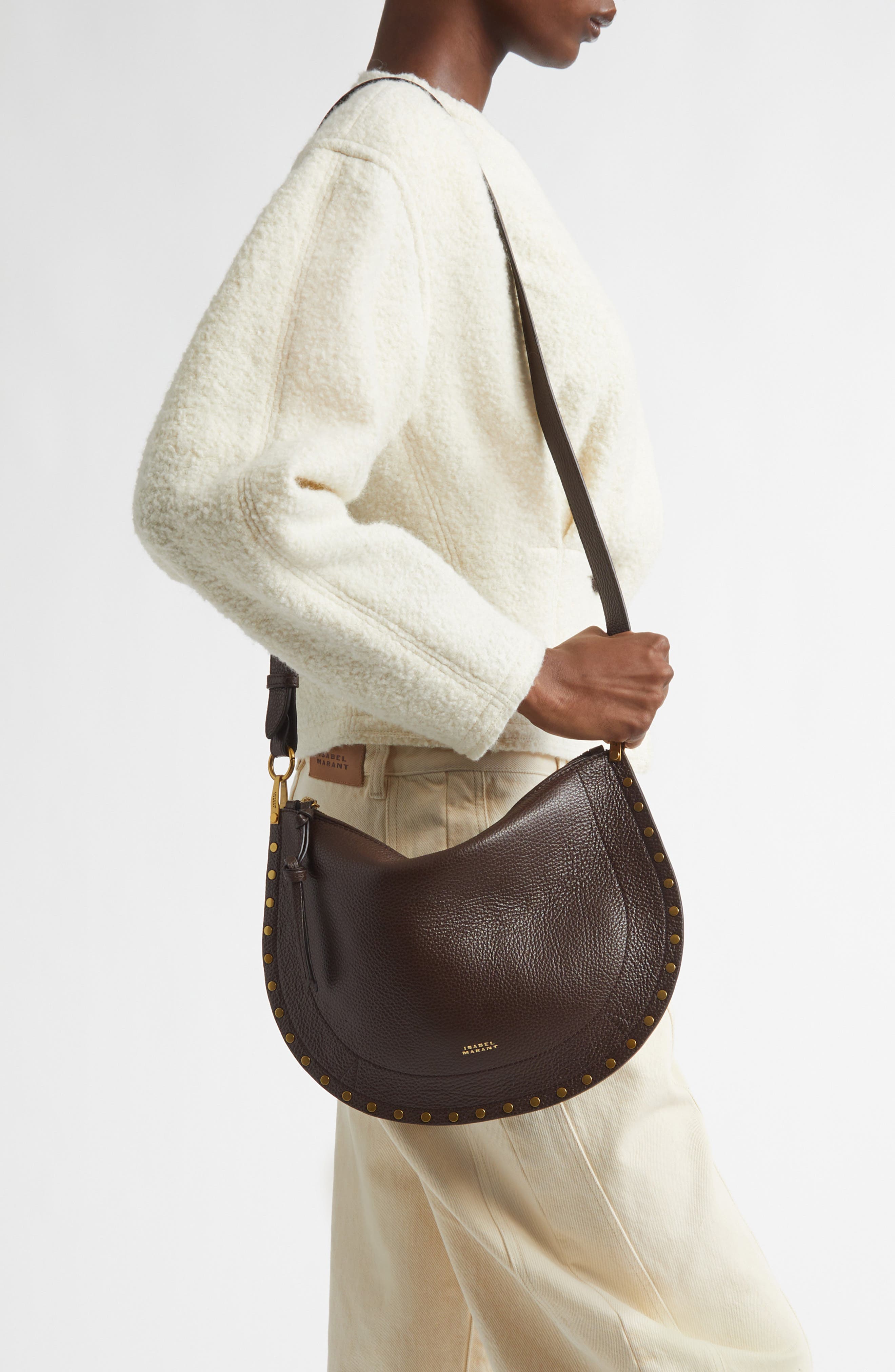 Oskan Soft Zipped Leather Crossbody Bag, Alternate, color, COFFEE