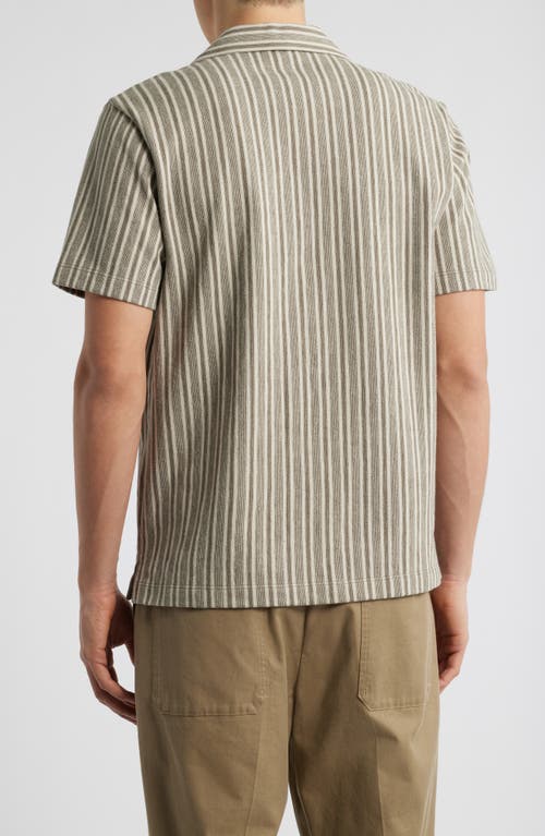 Vince Cabana Stripe Short Sleeve Button-up Camp Shirt In Green