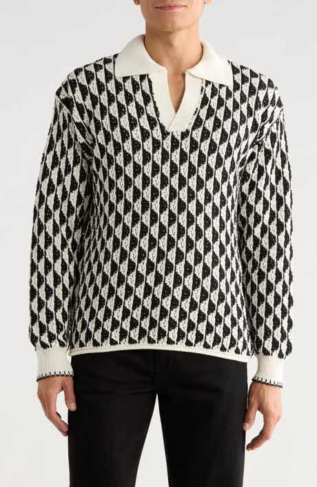 Scotch & Soda Textured Jacquard Johnny Collar Sweater