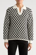 Scotch & Soda Textured Jacquard Johnny Collar Sweater