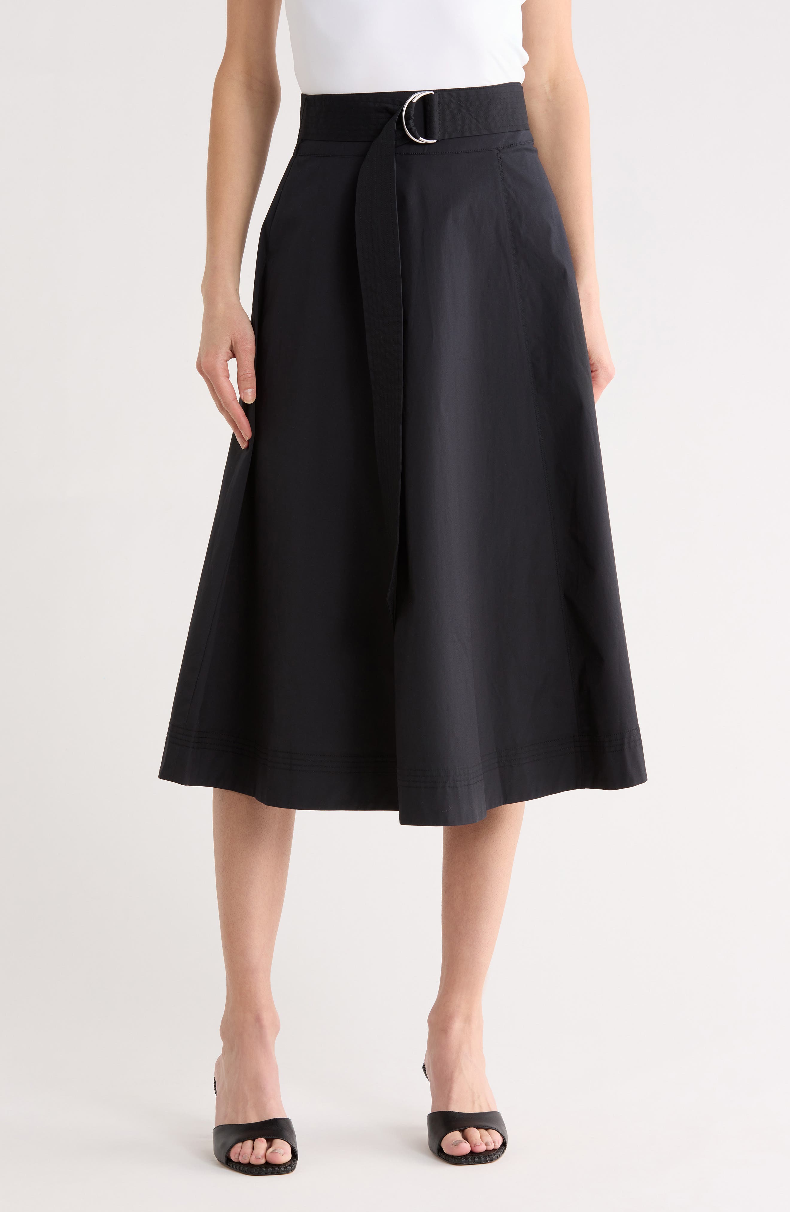 Veronica Beard Facia Belted Stretch Cotton Skirt