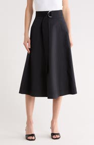 Veronica Beard Facia Belted Stretch Cotton Skirt