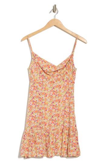 Lush Ruffle Hem Minidress In Coral Magenta