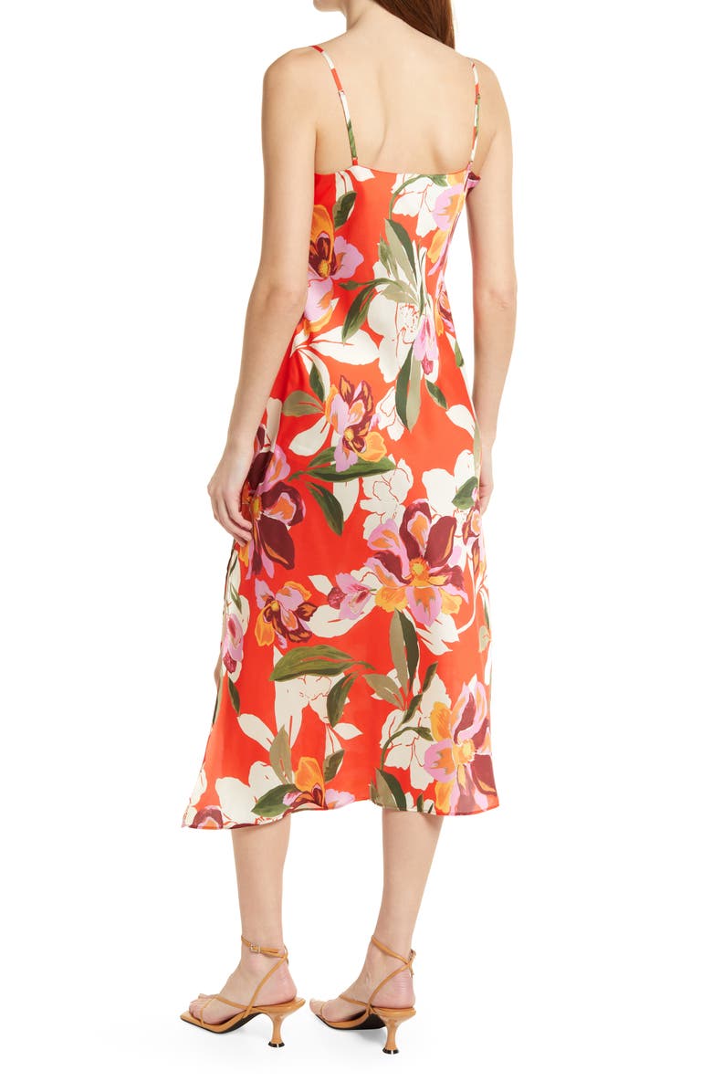 Adelyn Rae Faith Floral Print Slipdress, Alternate, color, Mandarin Red