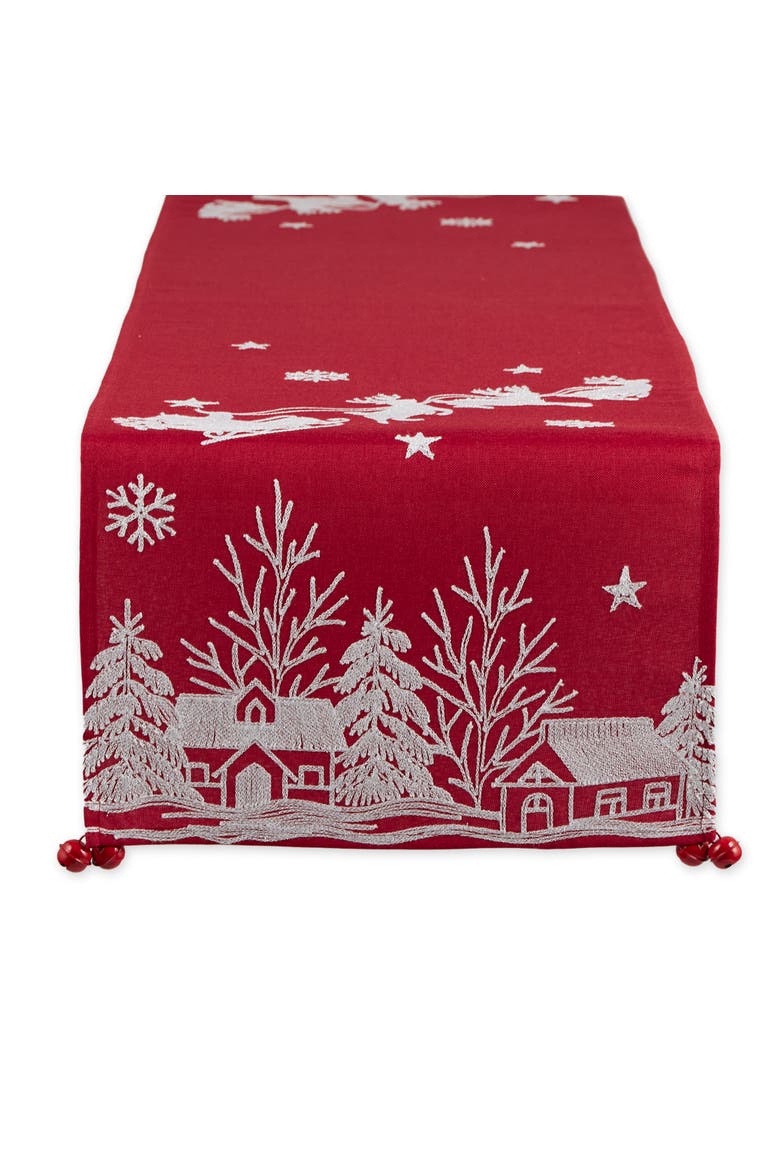 Santa's Sleigh Embroidered Table Runner, Main, color, Santa's Sleigh
