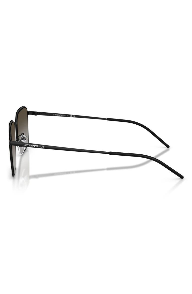 Emporio Armani 60mm Square Sunglasses, Alternate, color, Matte Black / Grey Brown