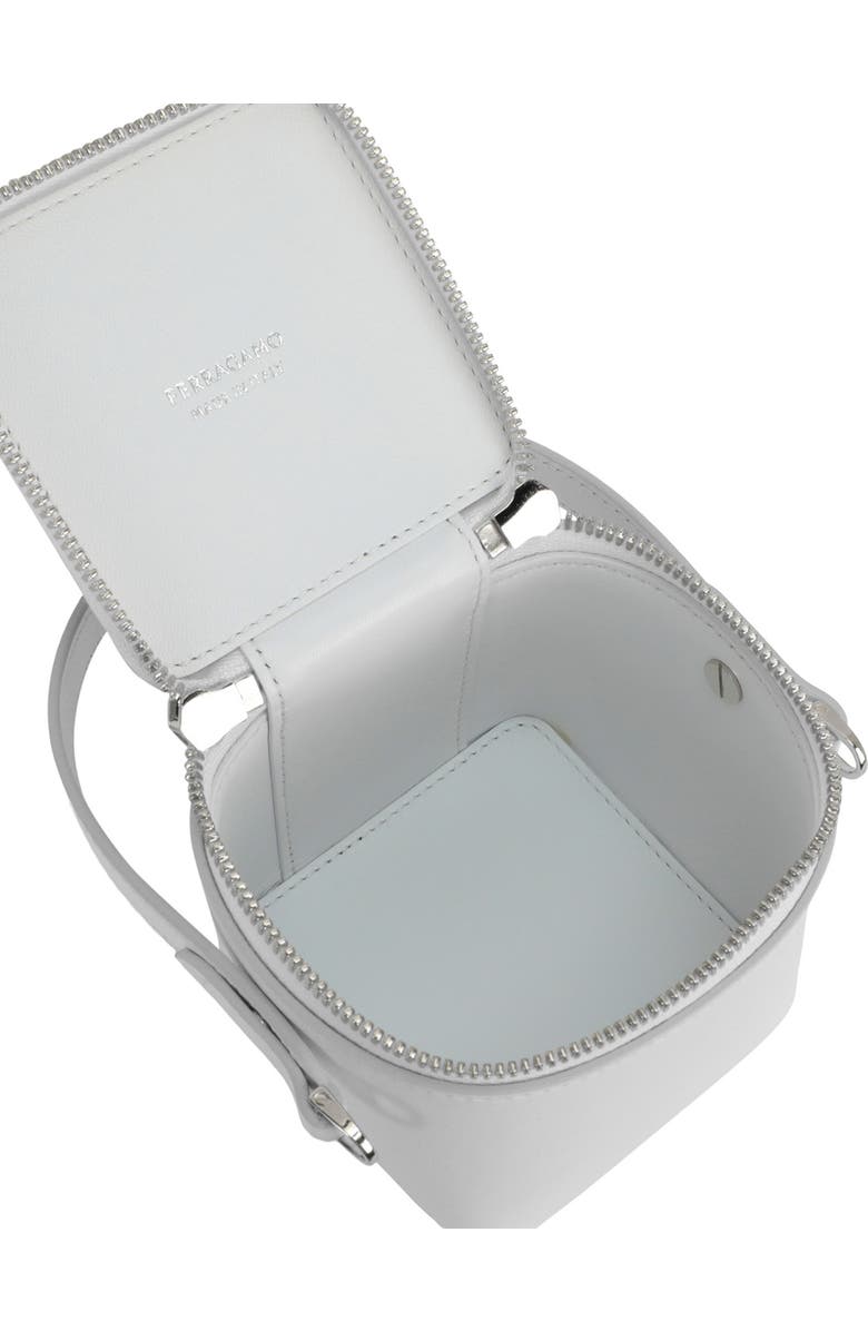 FERRAGAMO Cube Leather Bucket Bag, Alternate, color, White