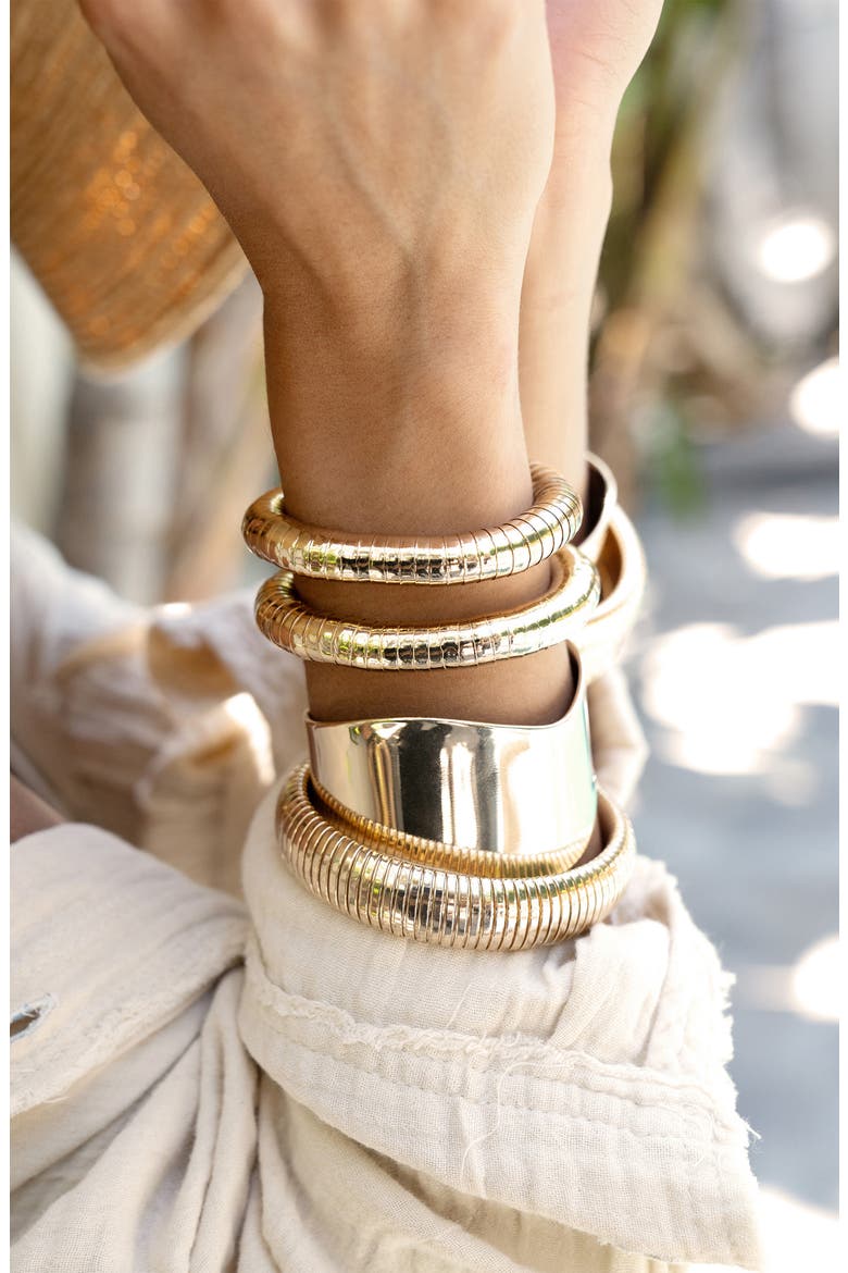 Smooth Cuff Bracelet, Alternate, color, GOLD