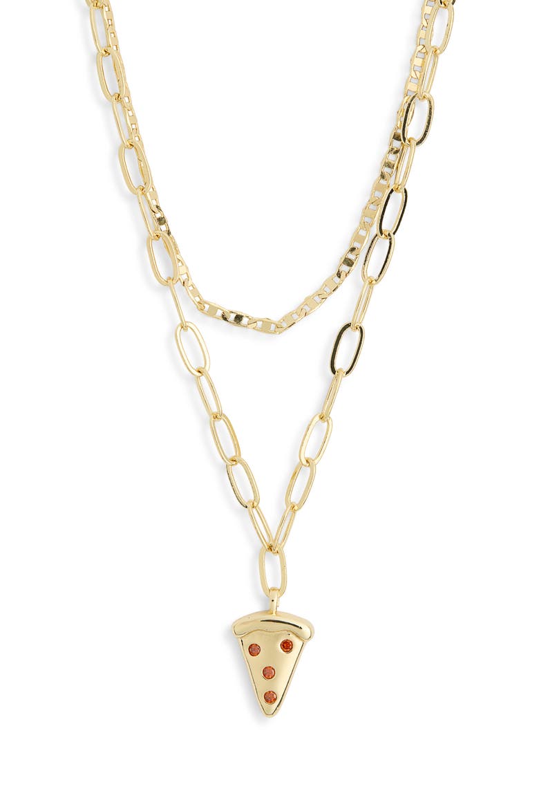 Layered Pizza Pendant Necklace, Alternate, color, RED MULTI- GOLD