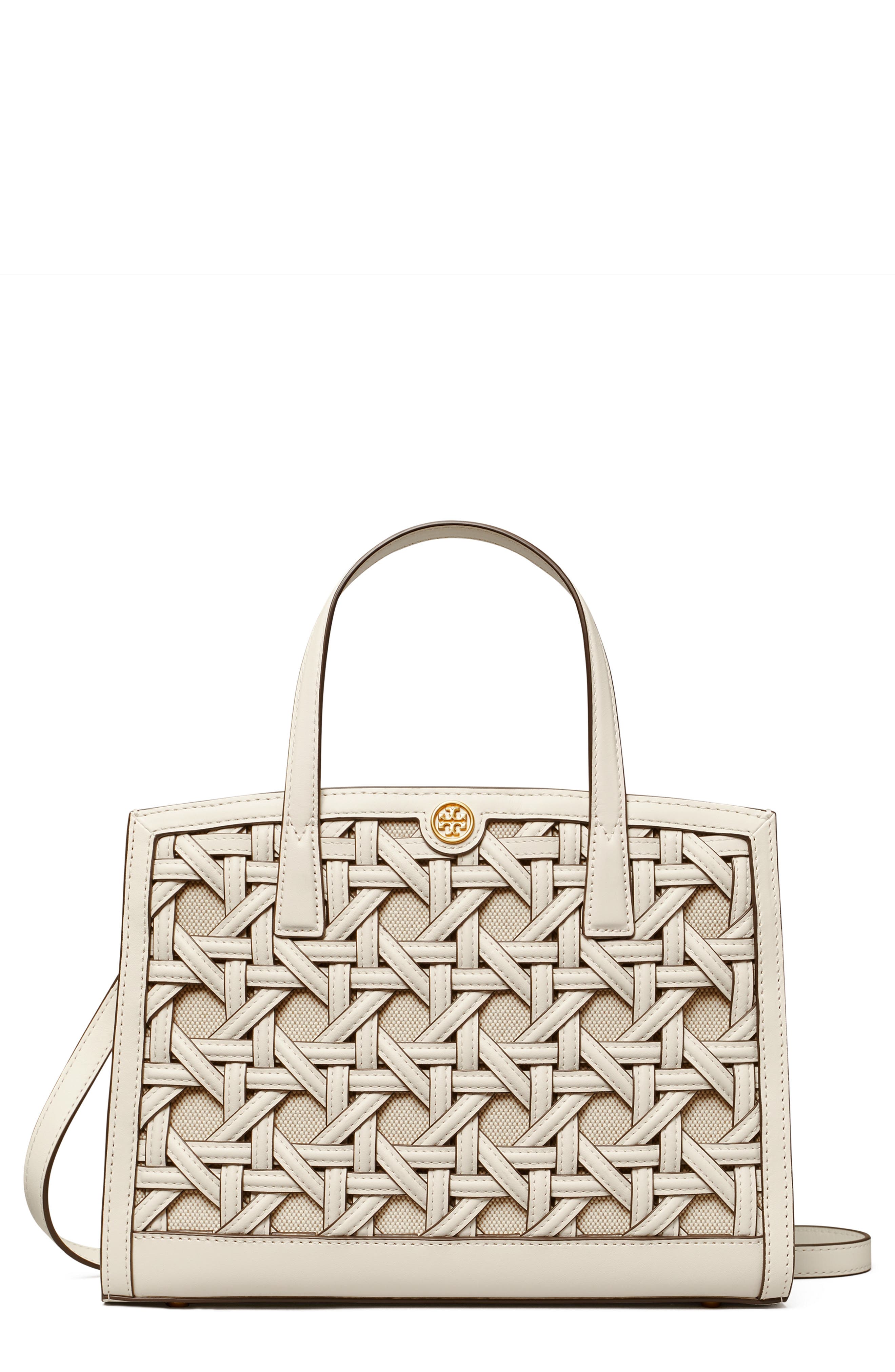 Tory Burch Walker Small Basket Weave Leather Satchel, Main, color, 