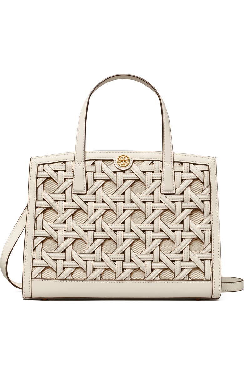Tory Burch Walker Small Basket Weave Leather Satchel, Main, color,