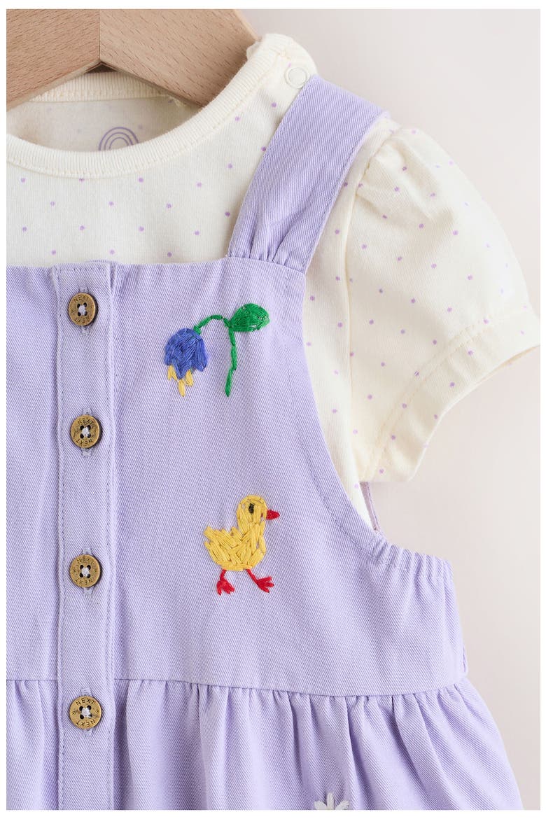 Embroidered Overalls & Bodysuit Set, Alternate, color, PURPLE