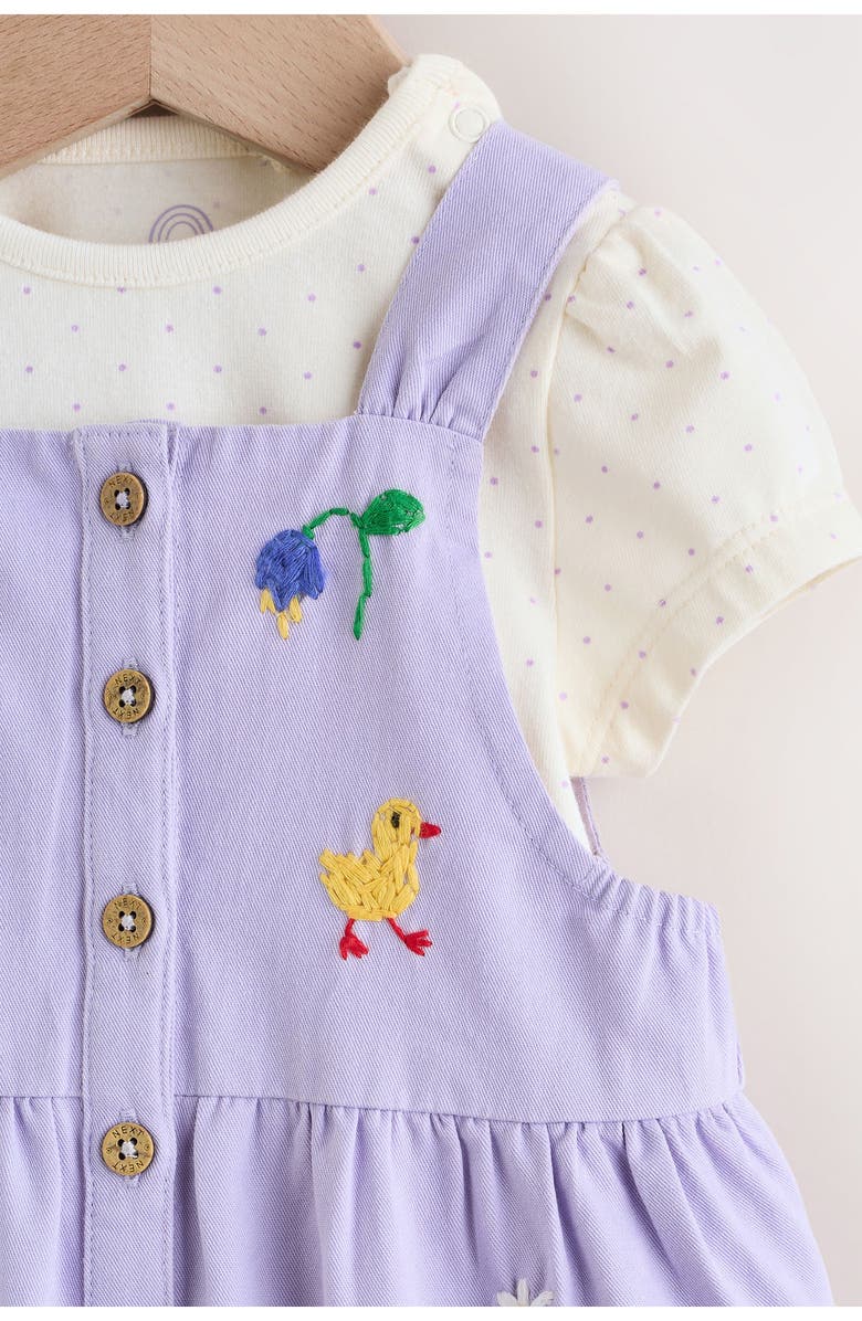 NEXT Embroidered Overalls & Bodysuit Set, Alternate, color, Purple