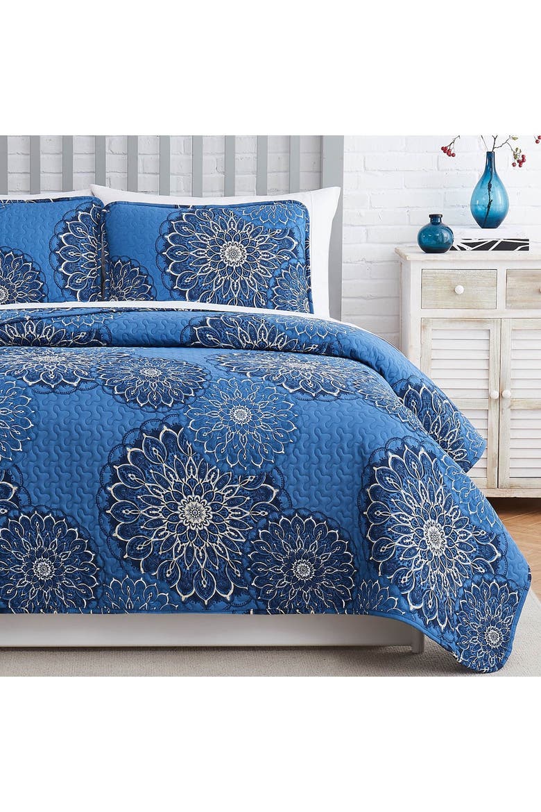Midnight Floral Oversized Quilt Cover Set - Blue - King/California King, Alternate, color, MIDNIGHT FLORAL BLUE