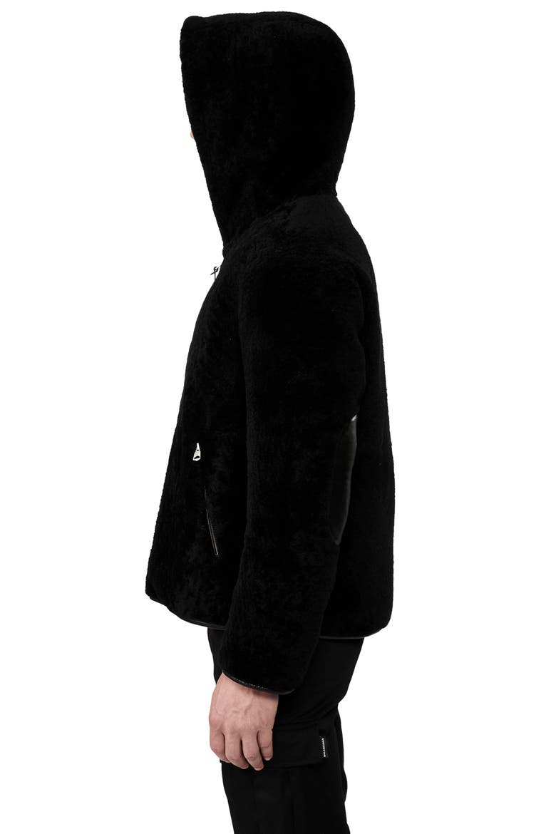 Bryce Reversible Water Resistant Genuine Shearling Down Coat, Alternate, color, BLACK
