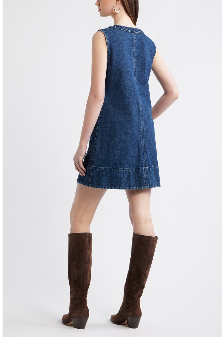 Denim Sheath Dress, Alternate, color, DARK MID WASH